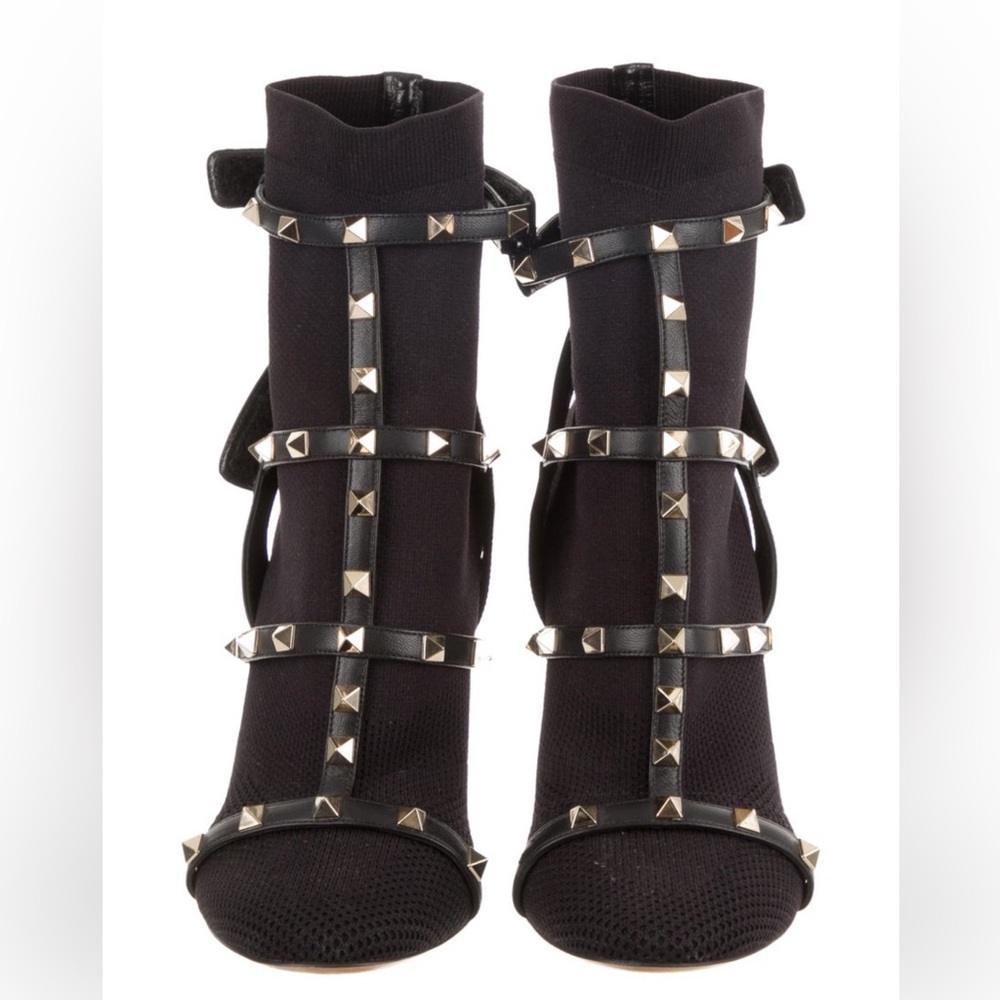 Valentino Black Studded Heeled Boots - Picture 3 of 6